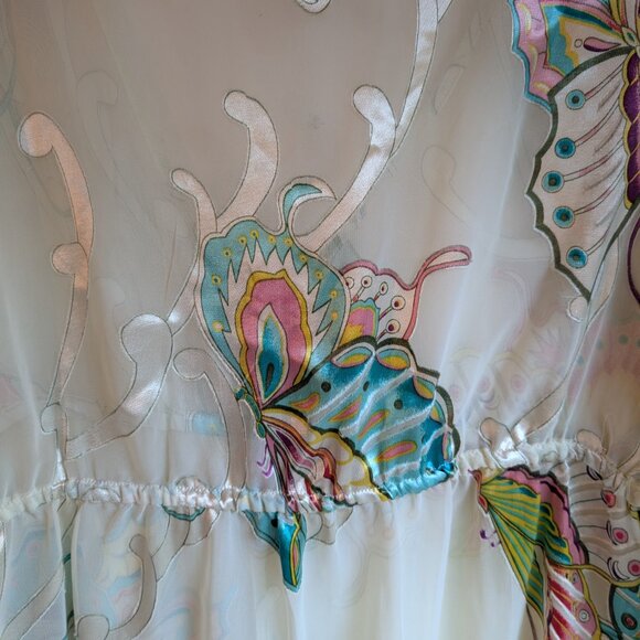 Beautiful Butterfly Multi-Colored Swim Beach Coverup / Sheer Top – Size XL - Picture 7 of 12